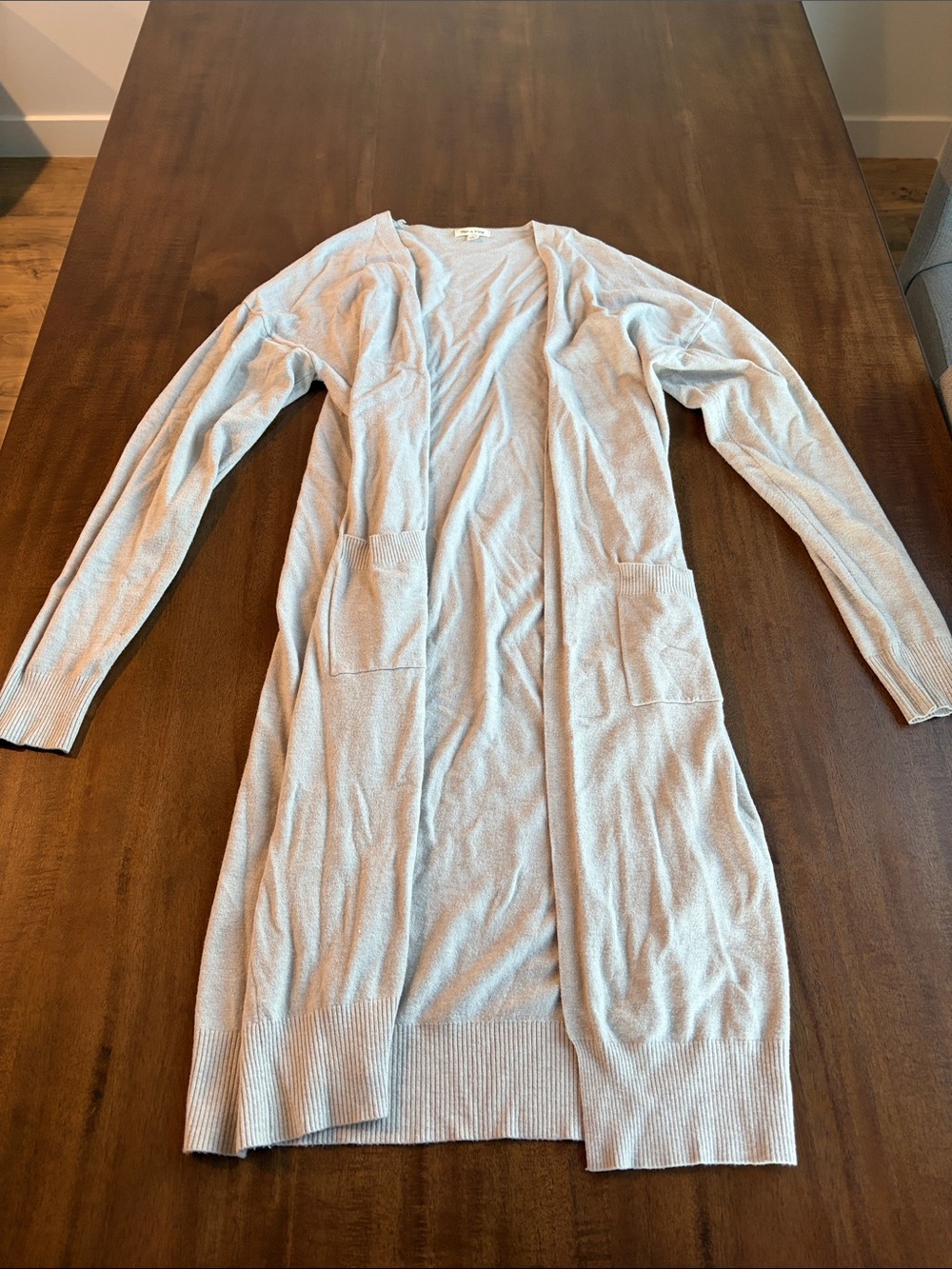 tea n rose long open-front cardigan in light taupe